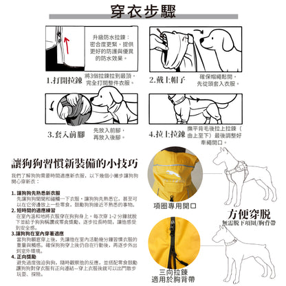 狗狗連身式透氣雨衣 -晨曦黃(台灣限定款)