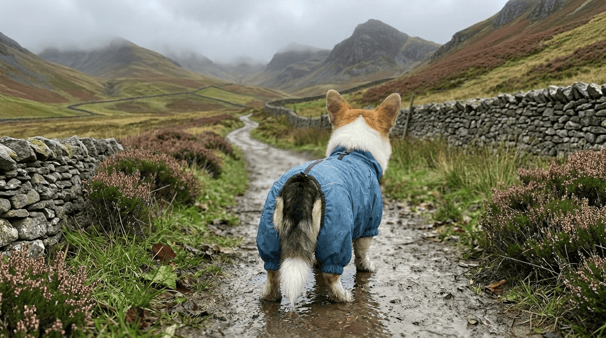 A Corgi’s Autumn in the Yorkshire Dales wear PETT2GO corgi raincoat 