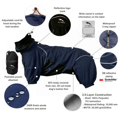Corgi Breathable Raincoat With Legs - Deep Nightfall (USA) - PETT2GO