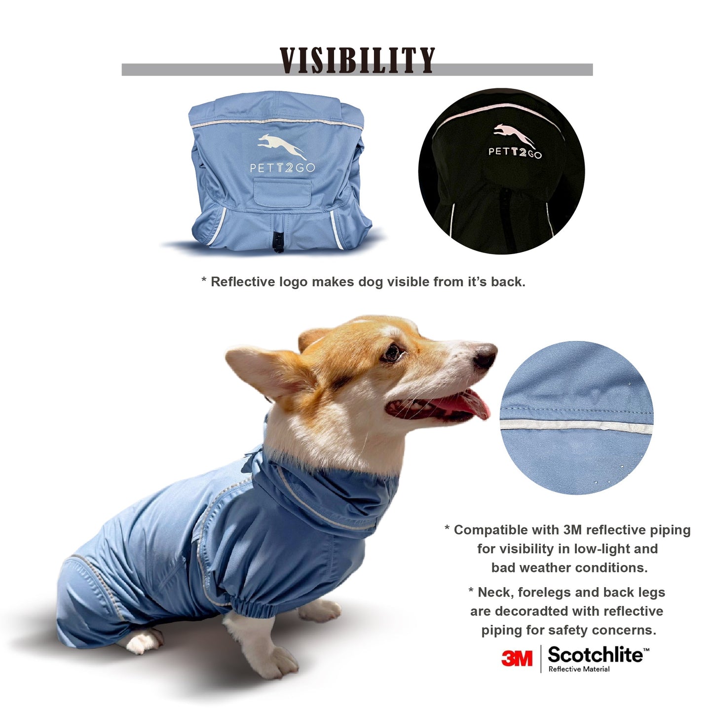 Corgi Breathable Raincoat With Legs - Silence of Mist (USA) - PETT2GO