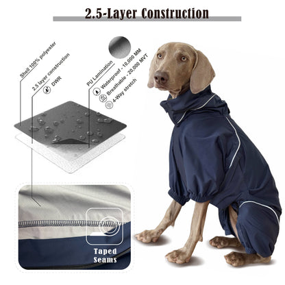 Dog Breathable Raincoat With Legs - Deep Nightfall (USA) - PETT2GO