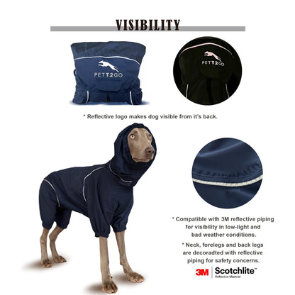 Dog Breathable Raincoat With Legs - Deep Nightfall (USA) - PETT2GO