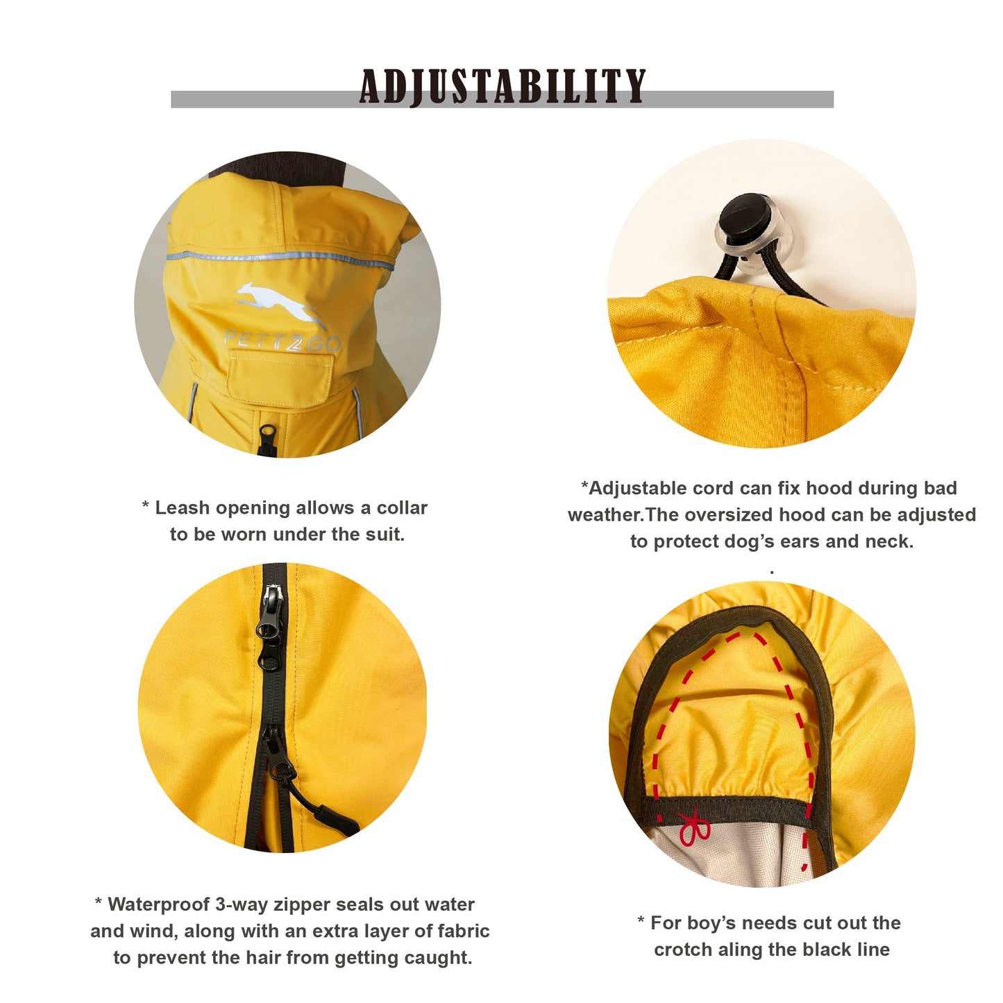 Dog Breathable Raincoat With Legs -Golden Dawn (USA) - PETT2GO
