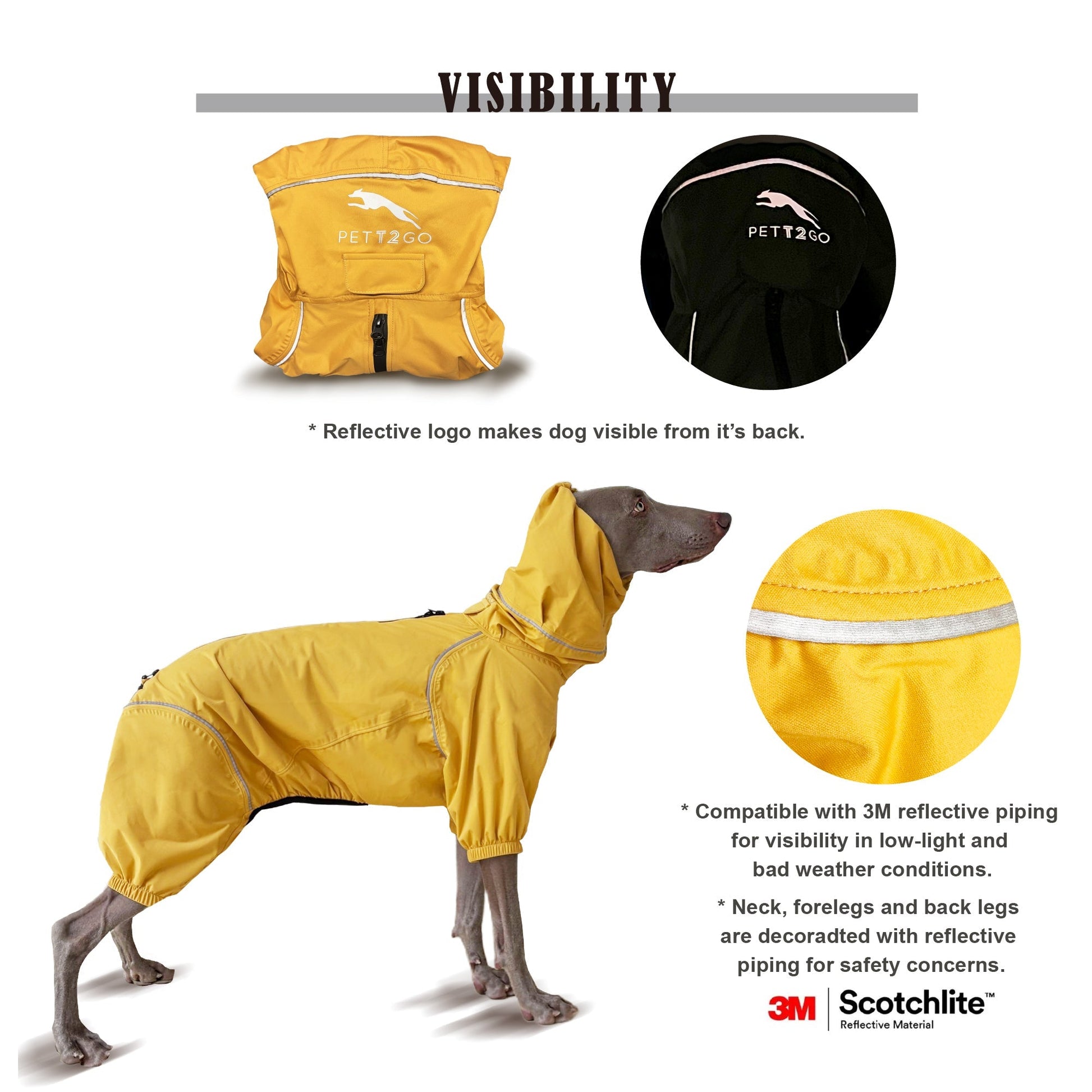 Dog Breathable Raincoat With Legs -Golden Dawn (USA) - PETT2GO