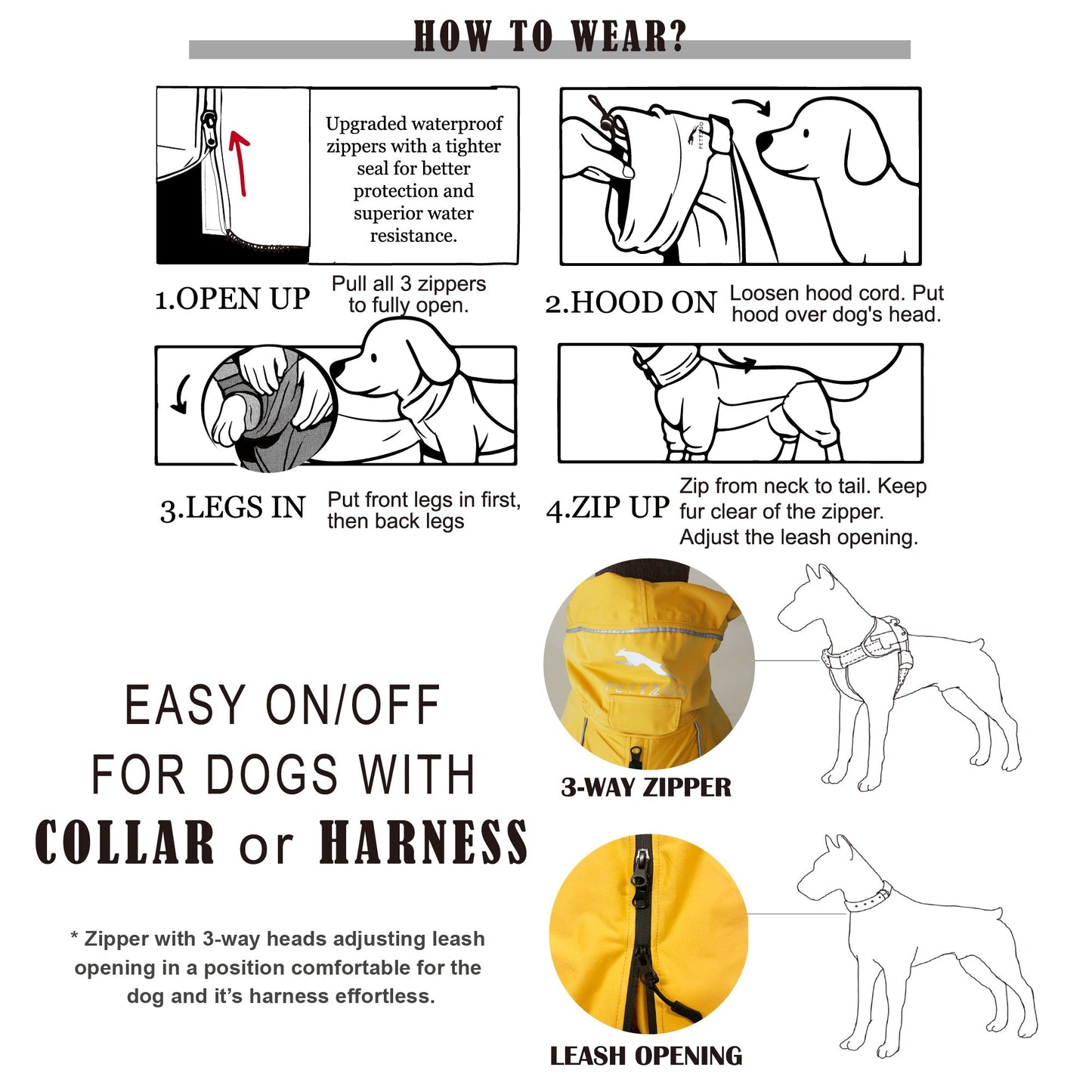 Dog Breathable Raincoat With Legs -Golden Dawn (USA) - PETT2GO