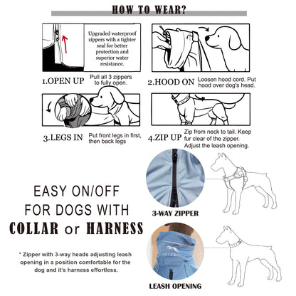 Dog Breathable Raincoat With Legs -Silence of Mist - PETT2GO