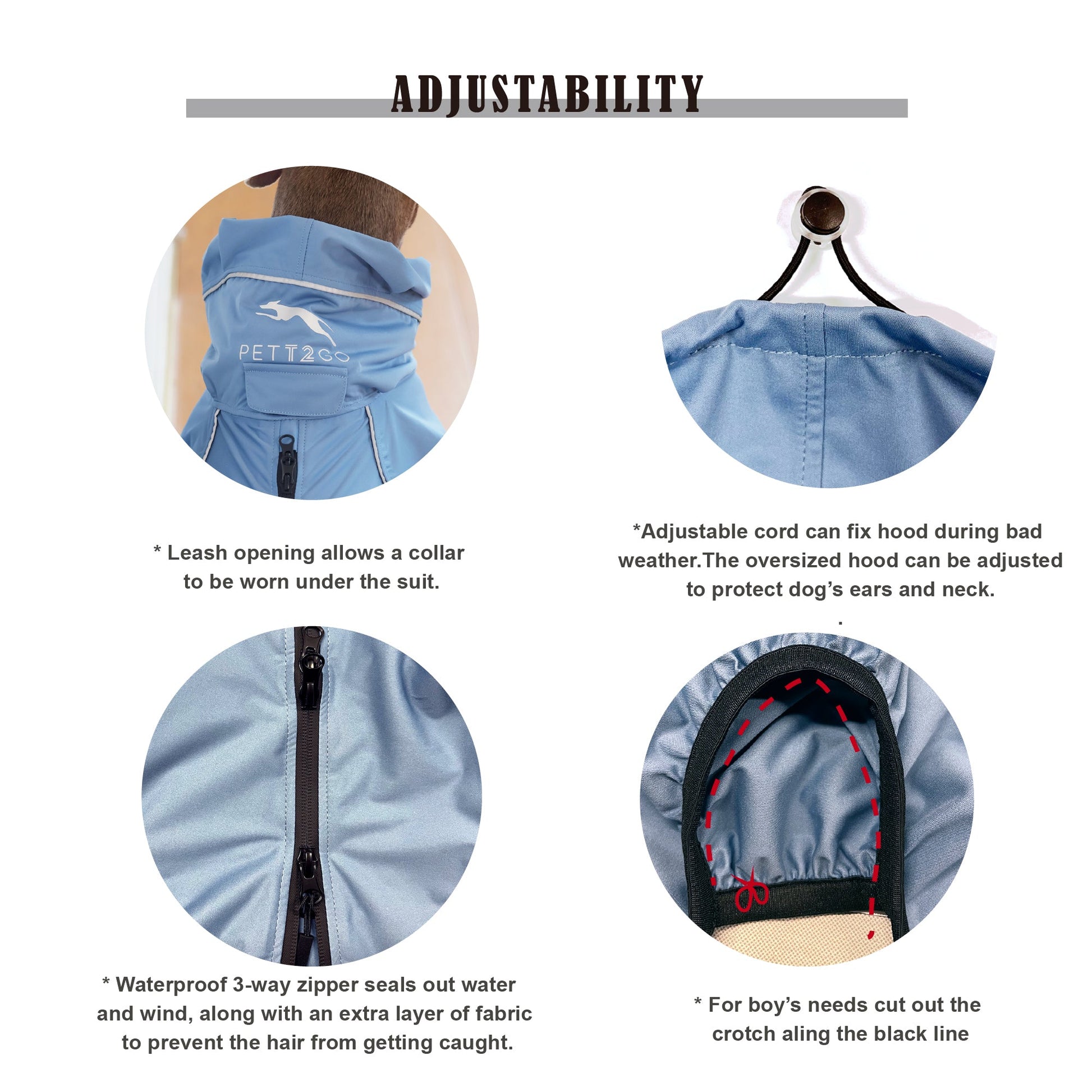 Dog Breathable Raincoat With Legs -Silence of Mist - PETT2GO
