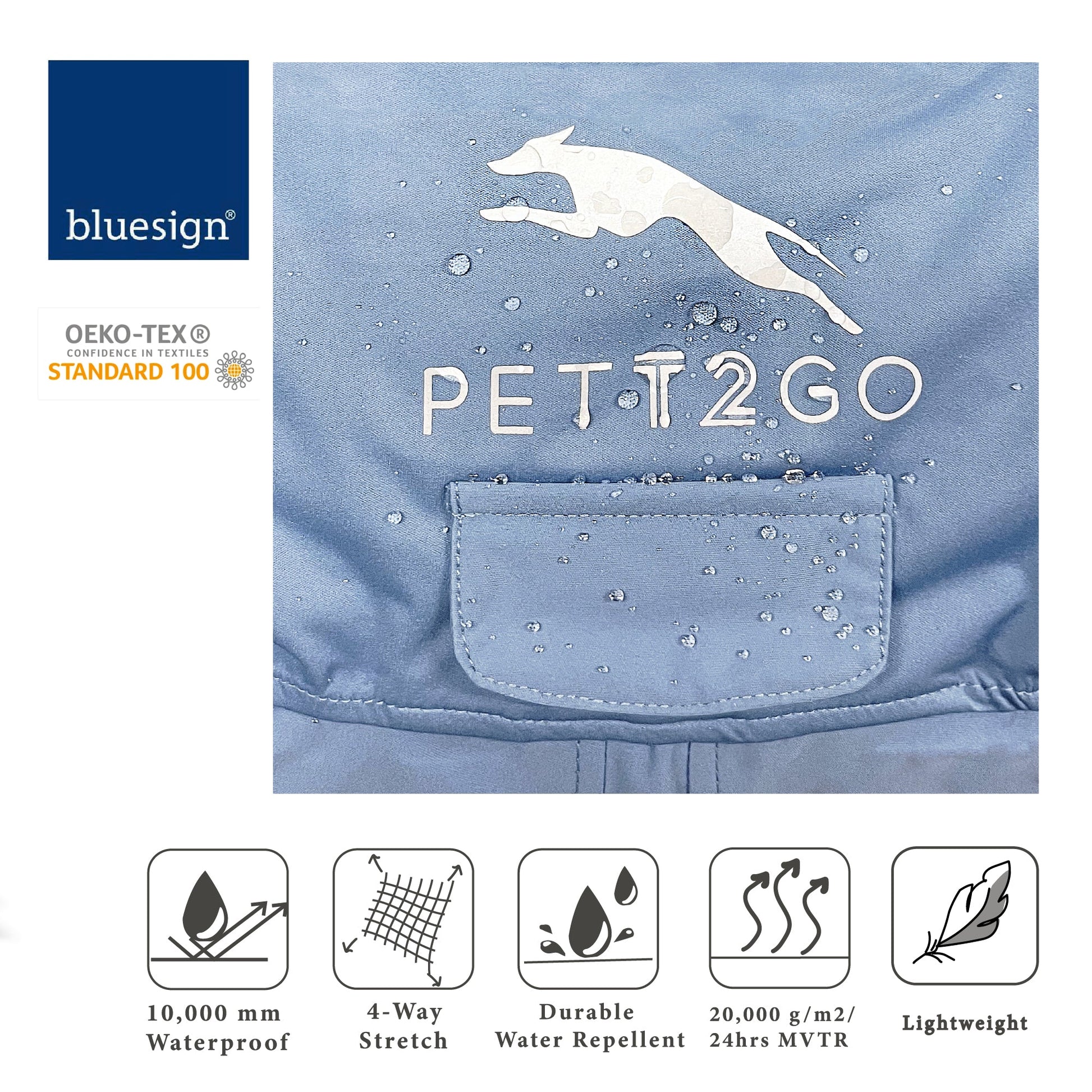 Dog Breathable Raincoat With Legs -Silence of Mist - PETT2GO