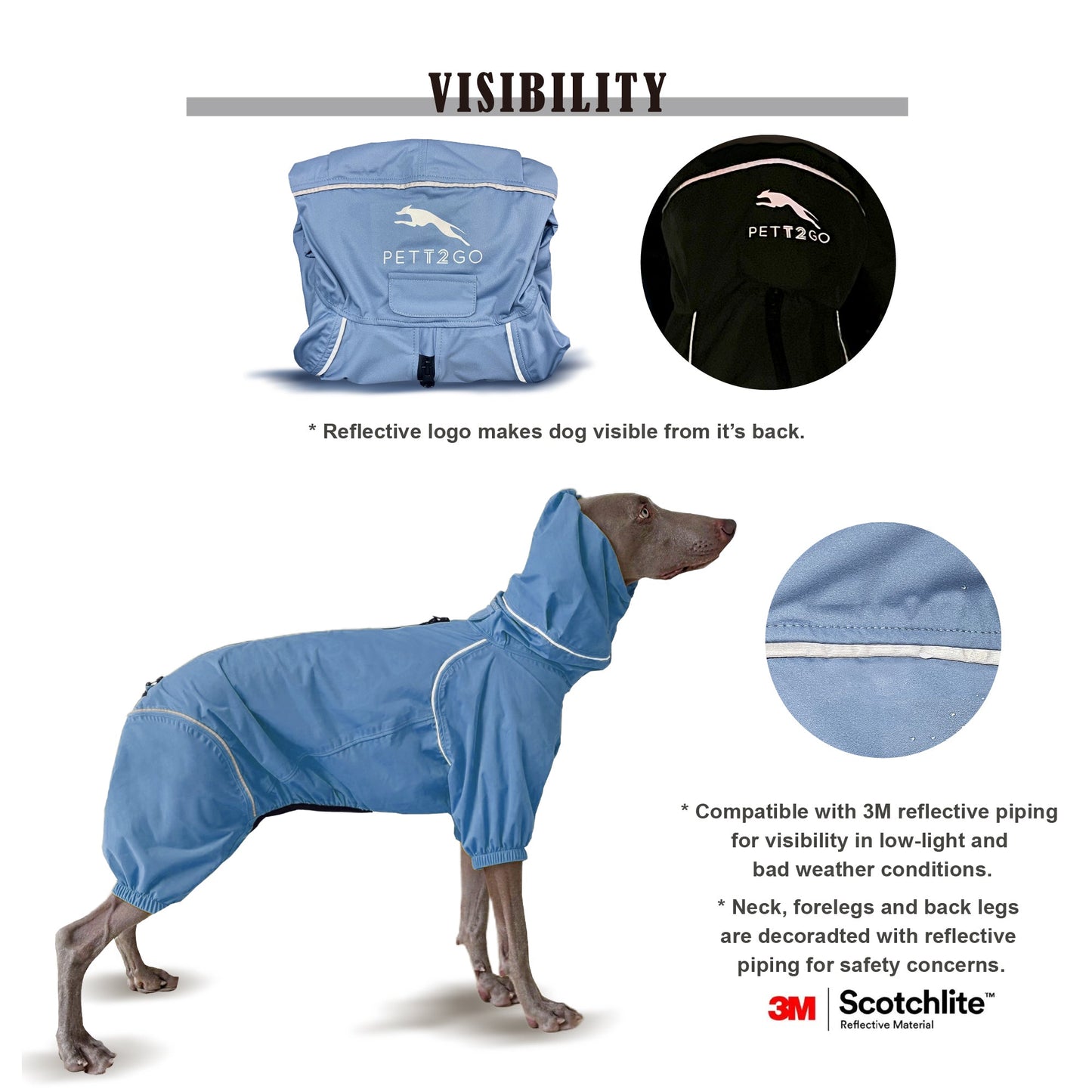 Dog Breathable Raincoat With Legs -Silence of Mist - PETT2GO