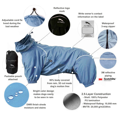 Dog Breathable Raincoat With Legs -Silence of Mist - PETT2GO