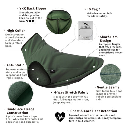 Motion Fleece Vest Lightweight Dog Fleece Vest - Forest Moss[USA] - PETT2GO