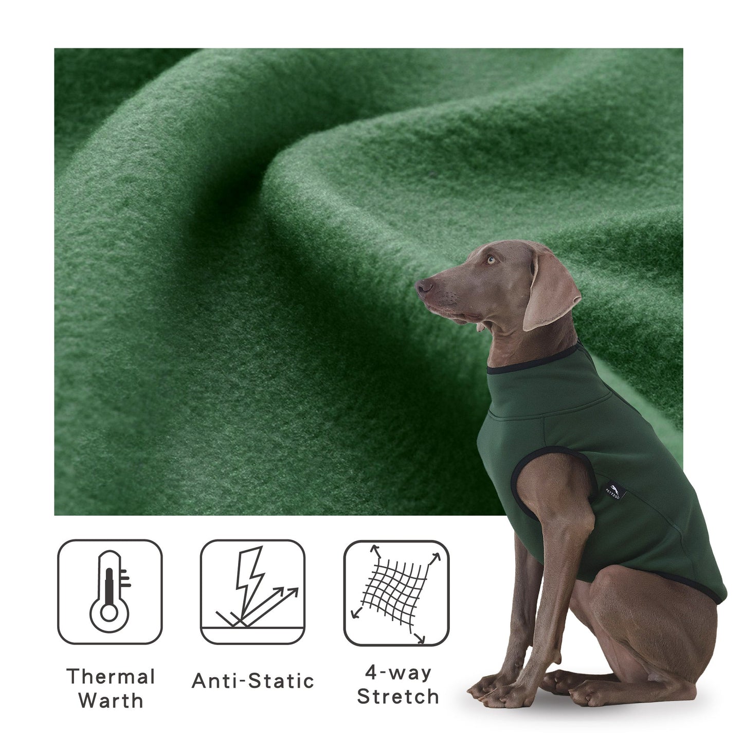 Motion Fleece Vest Lightweight Dog Fleece Vest - Forest Moss[USA] - PETT2GO