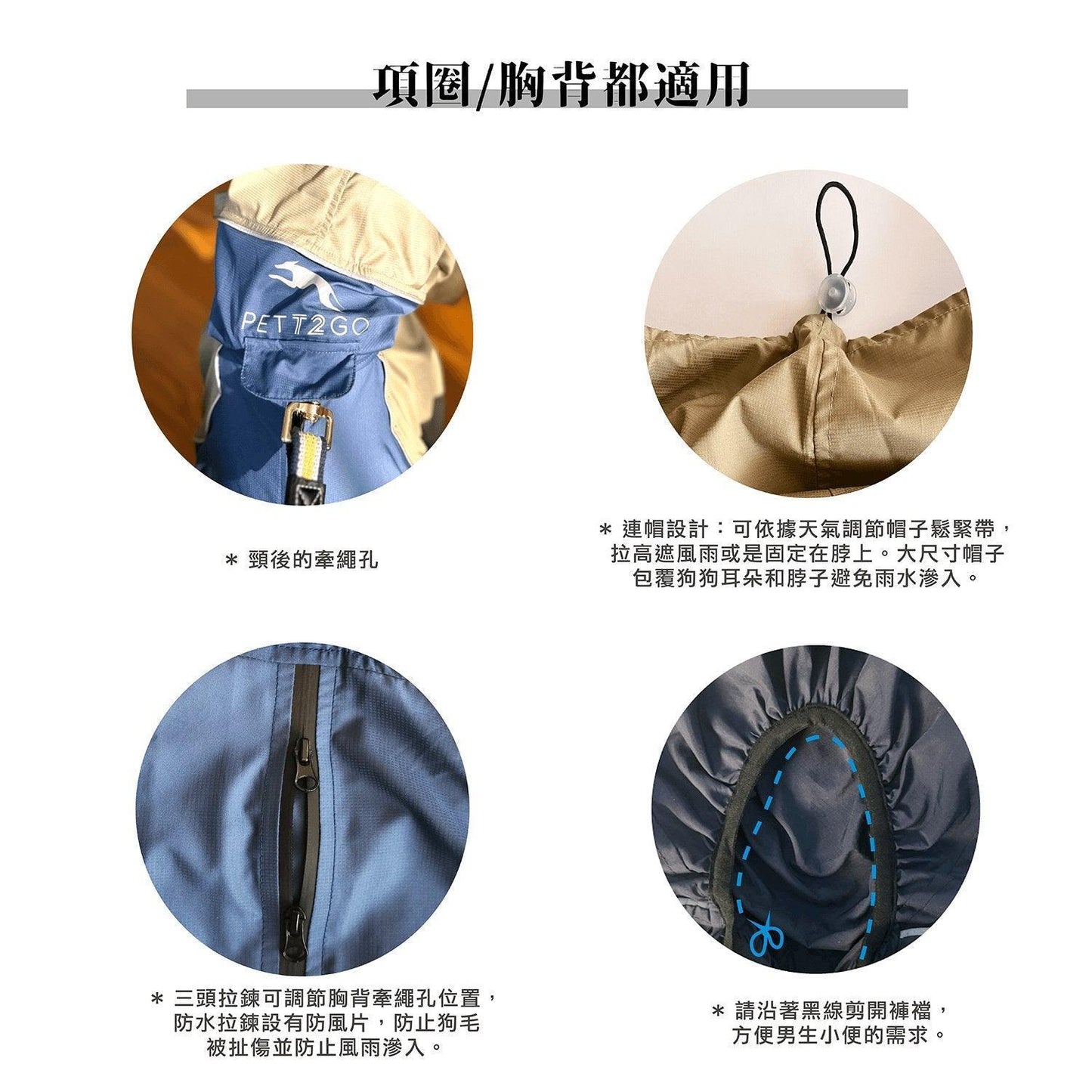 PETT2GO 狗狗極輕機能海軍藍風衣 功能說明 2 [lang-zh]
